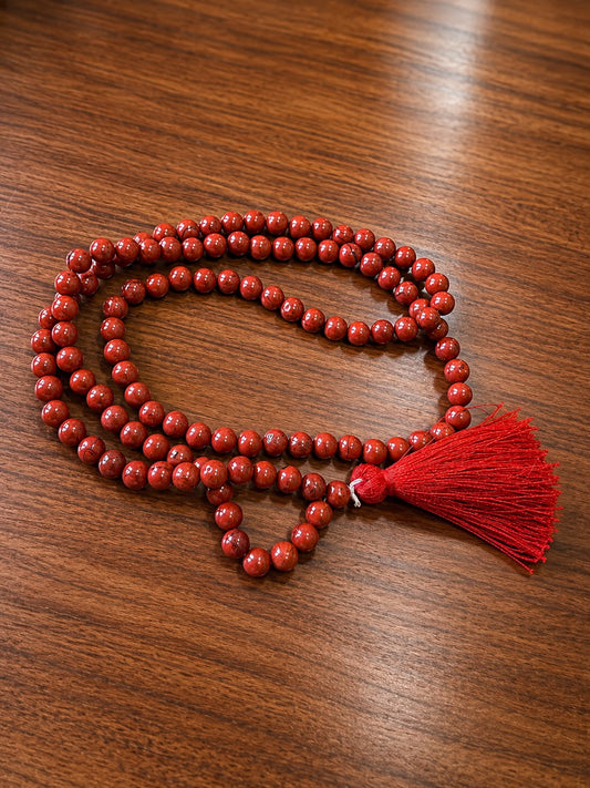 Red Jasper Mala (108 Beads) | Natural Grounding Crystal Mala for Career Growth