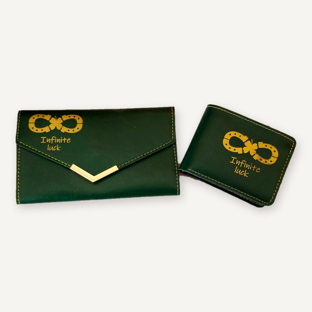 Infinity Luck Wallet ladies and men's set – front with infinity horseshoe design